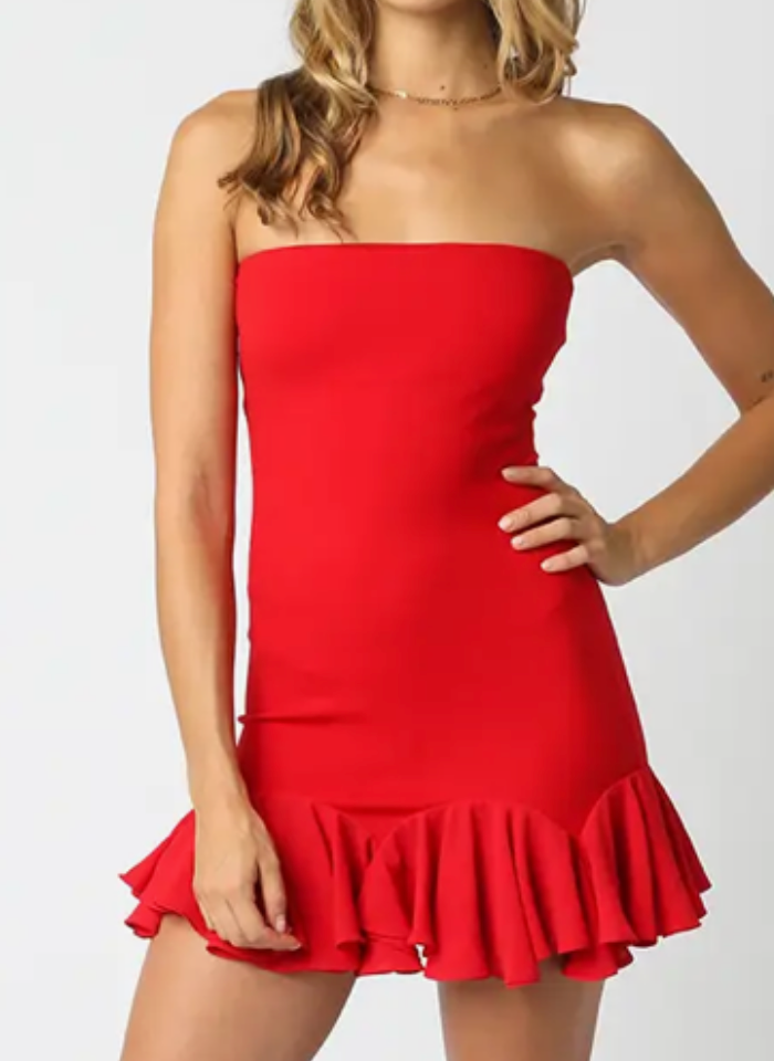Elise Strapless Ruffle Dress