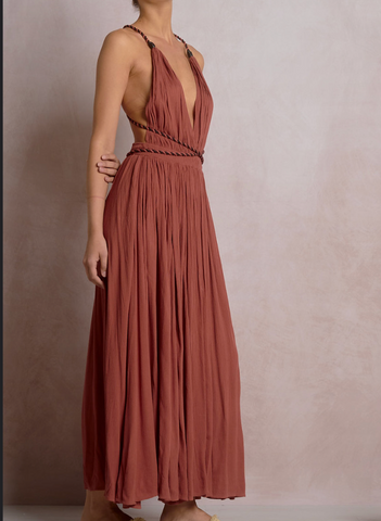 Grecian Rope Tie Maxi Dress