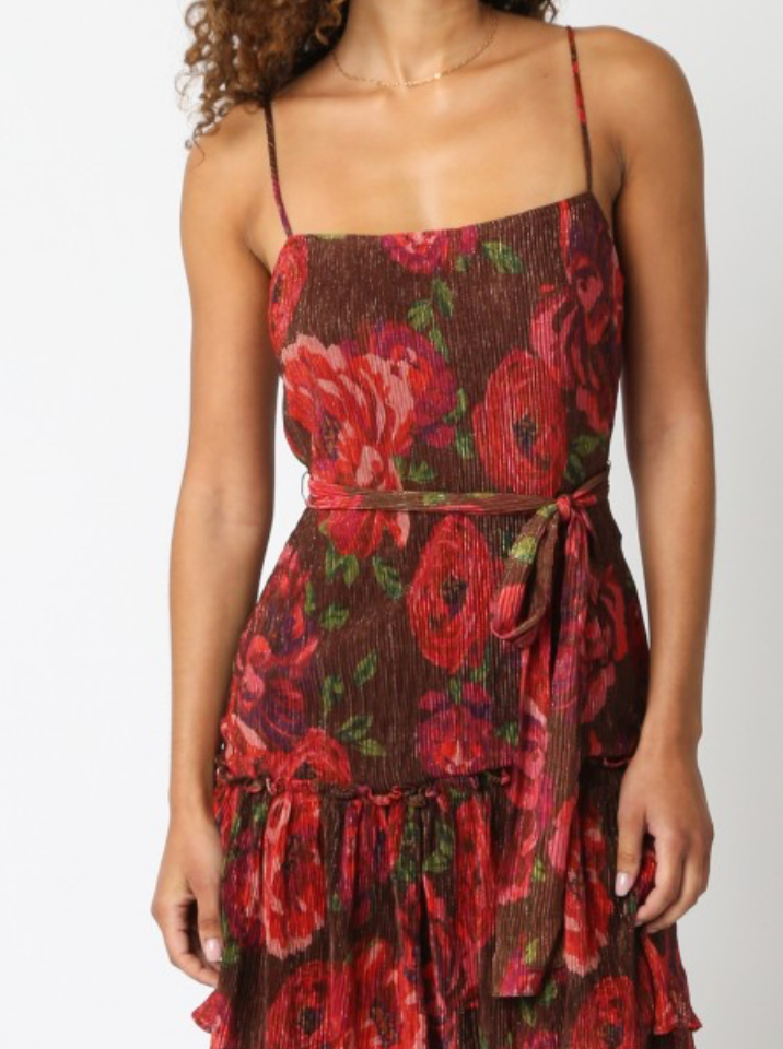 Annabella Floral Tiered Midi Dress