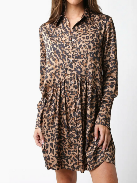 Lea Babydoll Leopard Dress