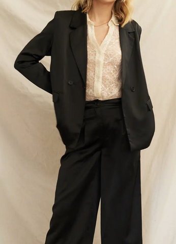 Tara Satin Blazer Pants Set