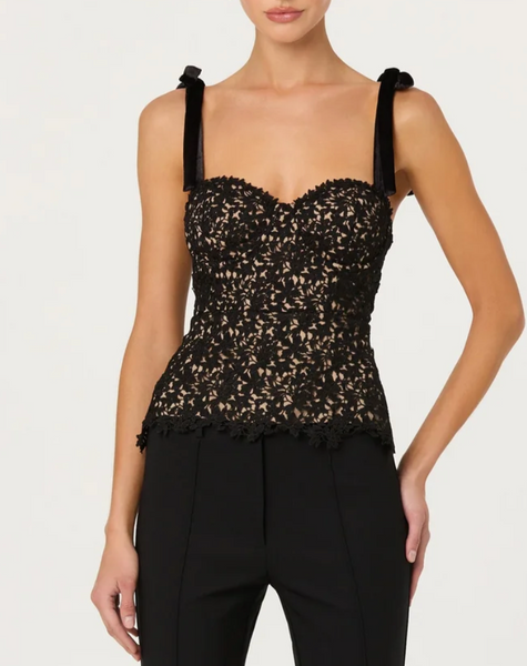 Sonia Lace Velvet Tie Top