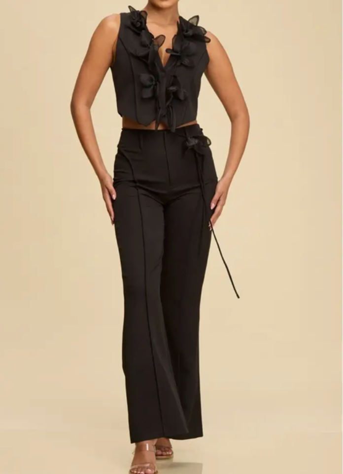 Natalia Applique Floral Vest  Set