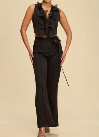 Natalia Applique Floral Vest  Set