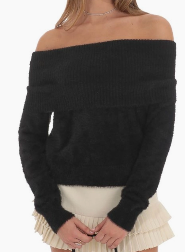 Freida Fuzzy Off Shoulder Sweater