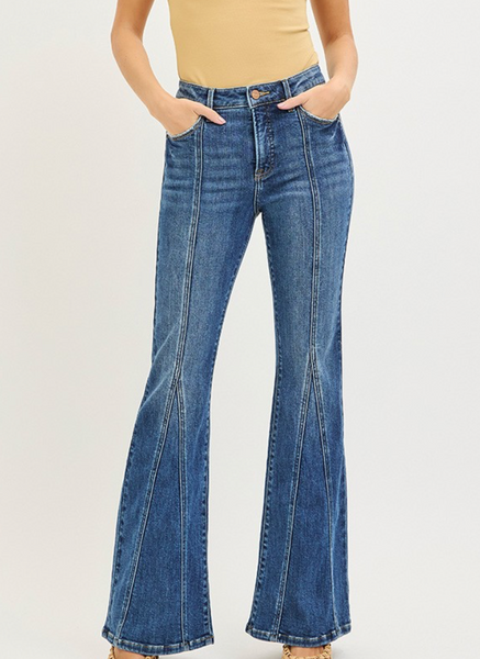 Jace  High Rise Flare Front Seam Detail Jeans