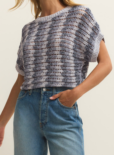 Bella Crochet Knit Stripe Top