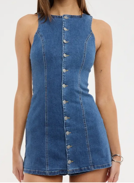 Bailey Button Down Denim Dress/Romper