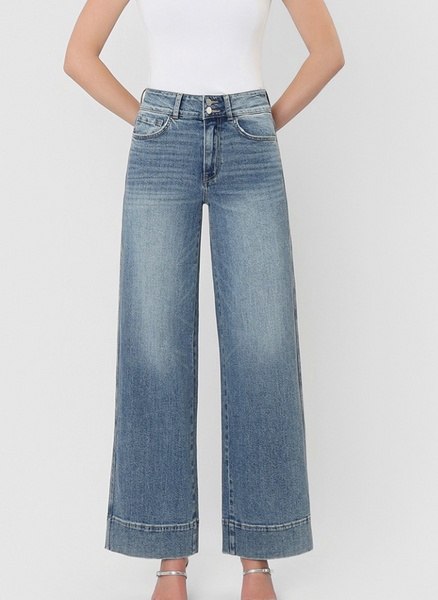 Faye High Rise Half Yoke Trouser Hem Wide Jeans