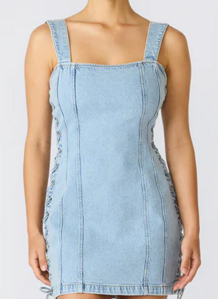 Gianna Side Lace Up Denim Dress