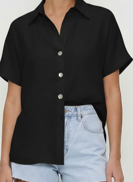 Allie Short Slv Button Down Top