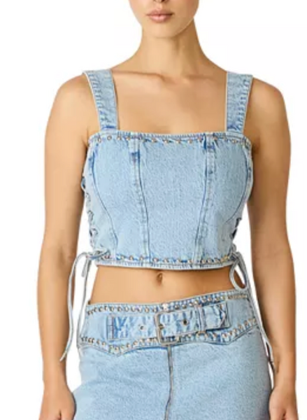 Babe Side Lace Up Denim Top