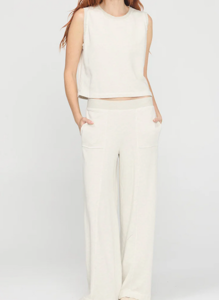 Tia Terry Crew Neck Pants Set