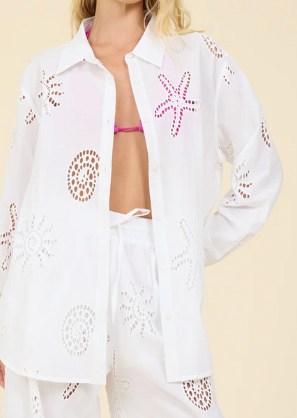 Lulu Eyelet Button Down Top