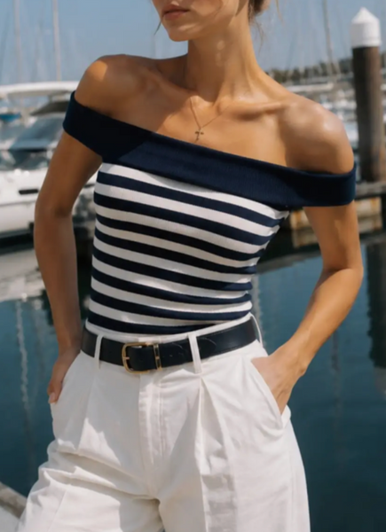Madison Stripe Off The Shoulder Top