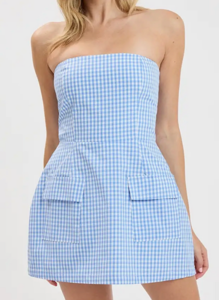 Ariana Checkered Fit+Flare Dress/Romper