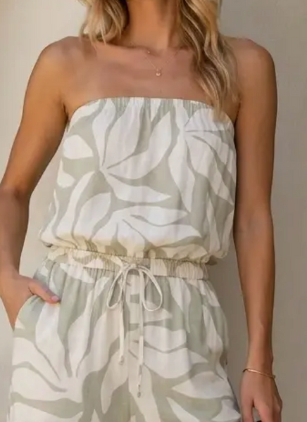 Lilla Print Strapless Jumpsuit