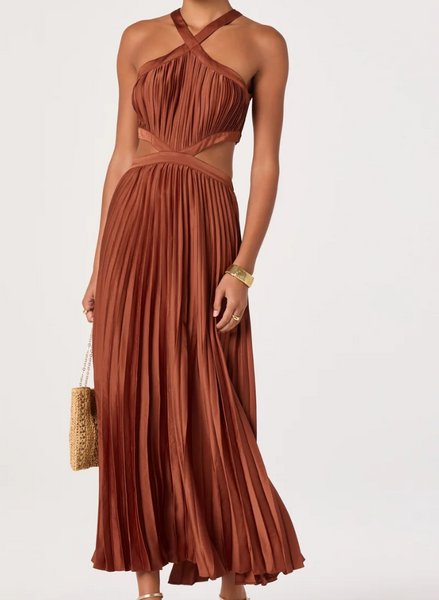 Adriana Plisse Cutout Maxi Dress