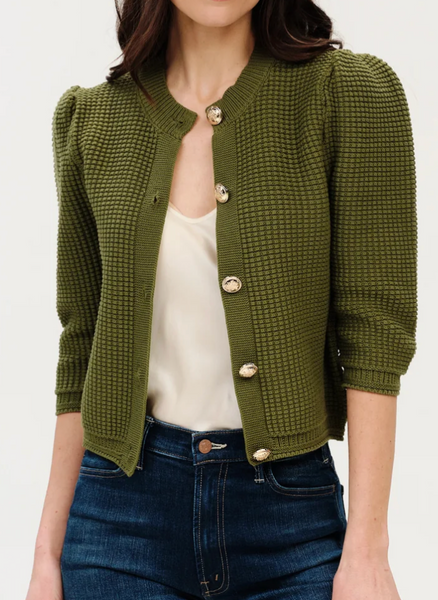 Laura Waffle Puff Sleeve Cardigan