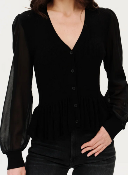 Alexa Sheer Sleeve Peplum Knit Top