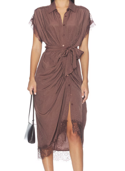 Marion Swissdot Tie Waist Midi Dress