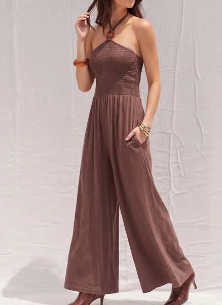 Keira Halter Neck Smock Jumpsuit