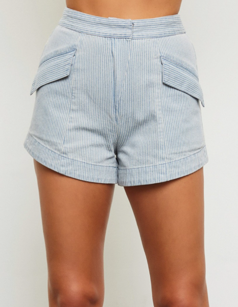 Vicky Stripe Denim Shorts