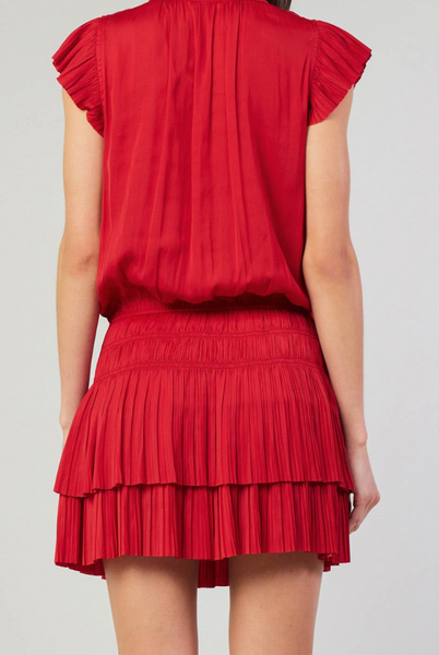 Kerri Pleated Flutter Sleeve Dress