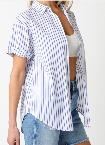 Evan Stripe Button Down Top