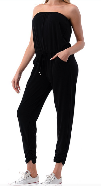 Tammy Strapless Ruched Ankle Jumpsuit