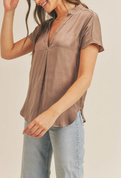 Elle Silky Split Neck Top