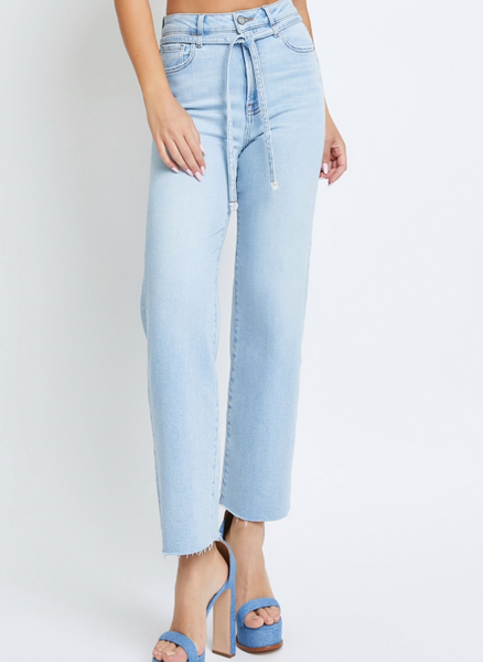 Meg Tie Belt Straight Leg Jeans