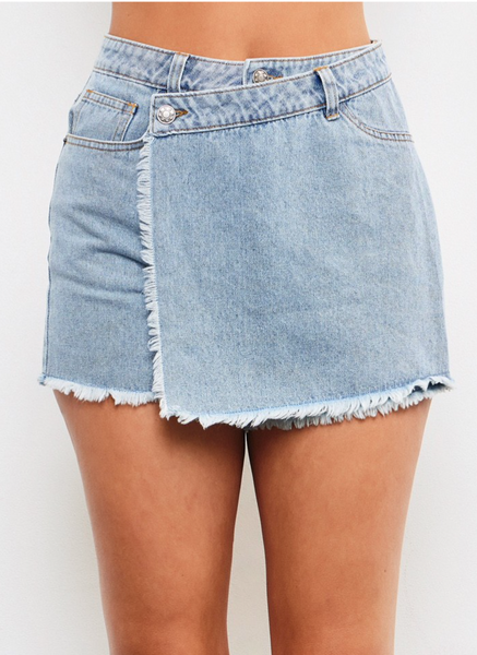 Cory Frayed Denim Skort