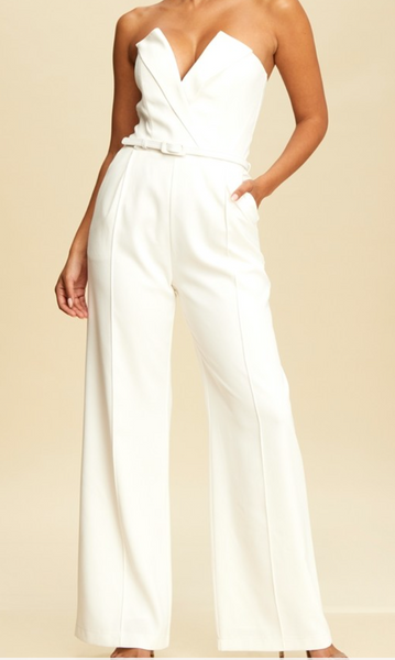 Britney Strapless Belted Jumpsuit