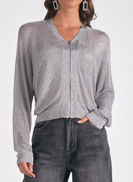 Chantel Shimmer Zip Up Cardigan