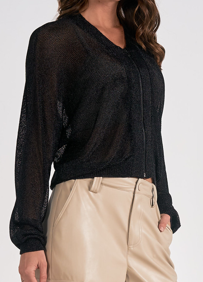 Chantel Shimmer Zip Up Cardigan