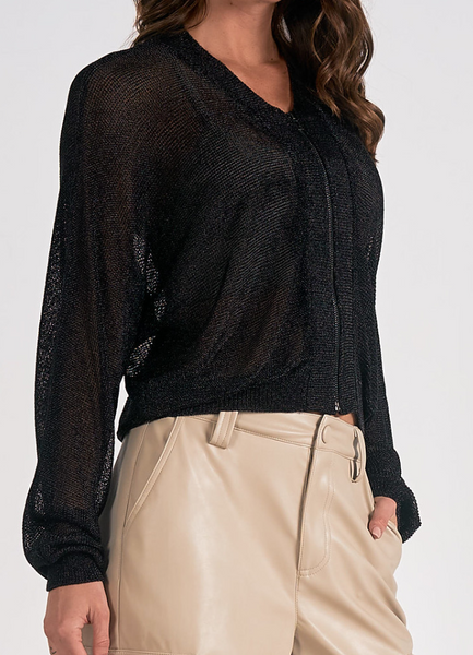 Chantel Shimmer Zip Up Cardigan