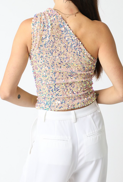 Ashlee One Shoulder Sequin Top