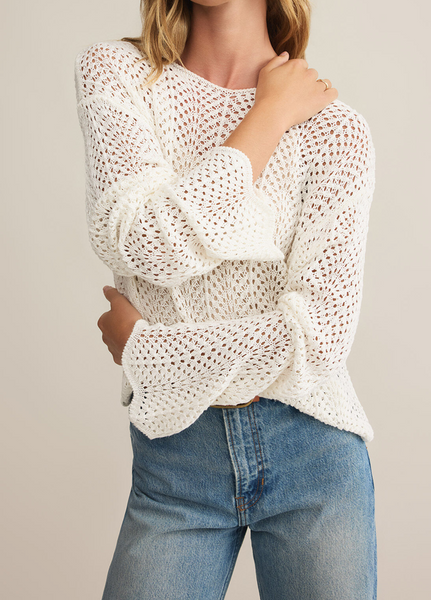 Selina Crochet Scallop Hem Sweater