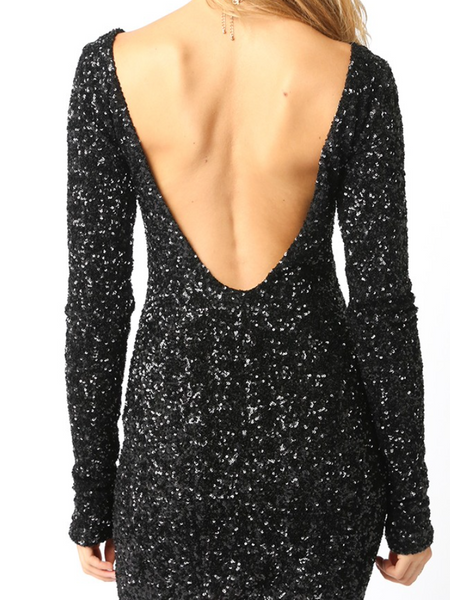 Nina Scoop Back Sequin Dress