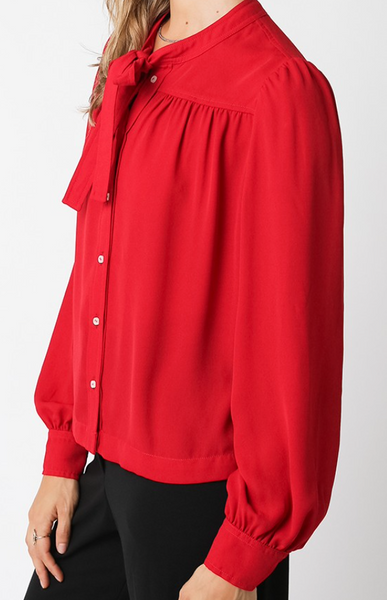 Audrey Tie Neck Button Down Top