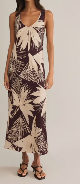 Soleil Palm Print Midi Dress