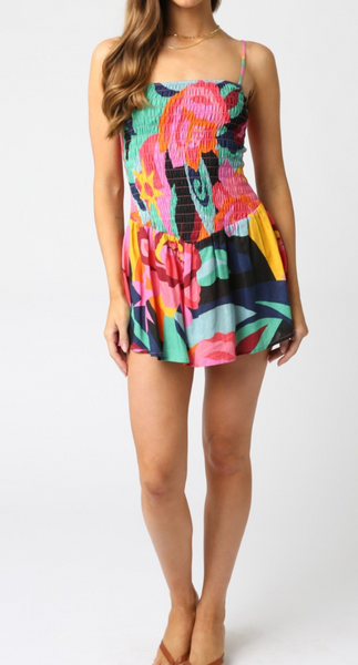 Joy Smock Print Romper