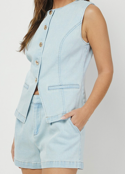 Drew Denim Vest/Shorts set