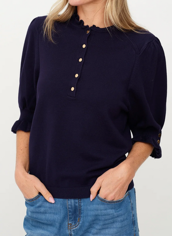 Jayne Ruffle Sleeve Light Knit Sweater