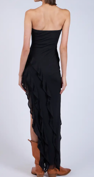 Valentina Ruffle High Slit Dress