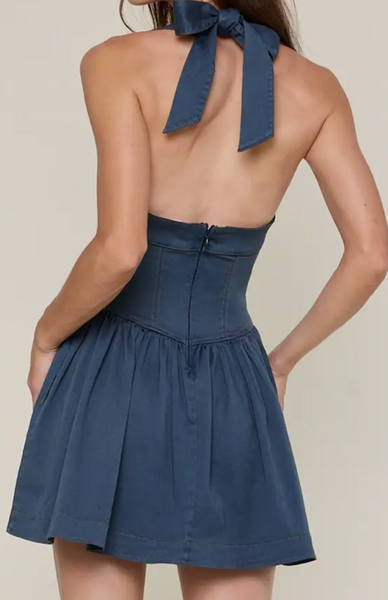 Cameron Denim Halter Neck Dress