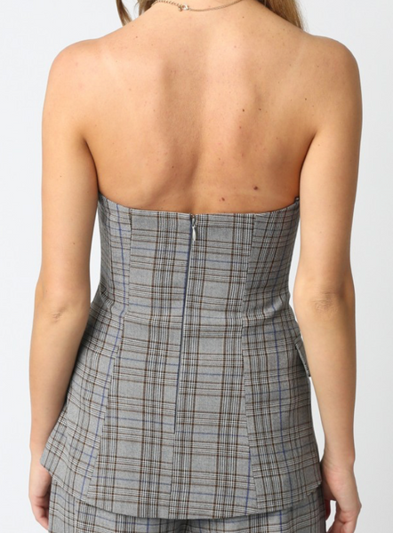 Drew Gingham Strapless top