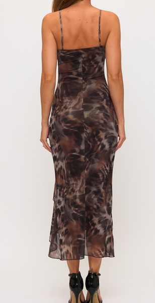 Micha Cascading Ruffle Midi Dress