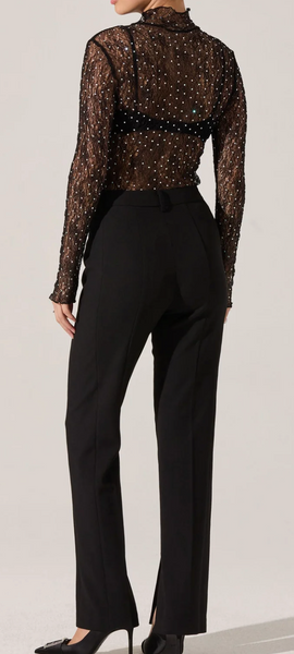Alia Lace Rhinstone Top